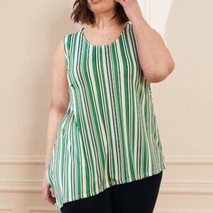 Jules & Leopold New NWT Green White Blue Stripe Sleeveless Blouse 2X